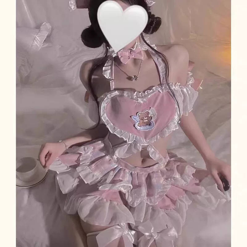 Guanyun сексуальное нижнее белье纯 и милый Q-медведь горничная сексуальная без небольшой груди униформа искушение костюм qqny чистый и похотливый