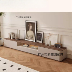 小户型实木茶几胡桃色落地电视柜客厅家用组合法式奶油风电视机柜