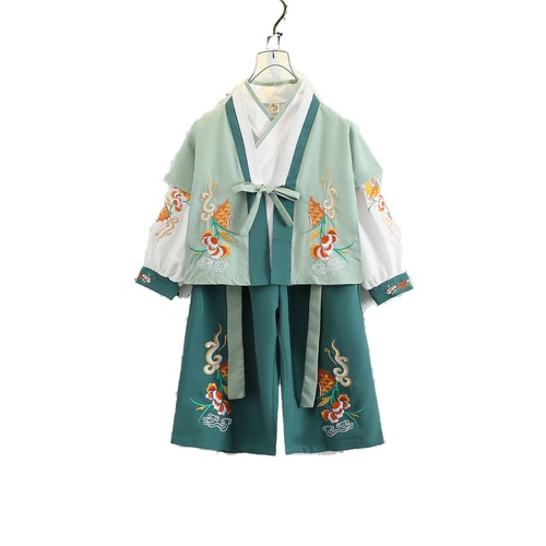 Children's Tang Suit Spring and Autumn New Product Boys Chinese Style Improved National Hanfu Three-piece Set Student Costume Performance Costume