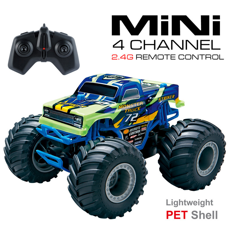 Transfronterizo 1: 28 cuatro vehículos controlados remotamente cuatro ruedas amortiguadores Bigfoot vehículo todoterreno modelo eléctrico para niños coche de carreras