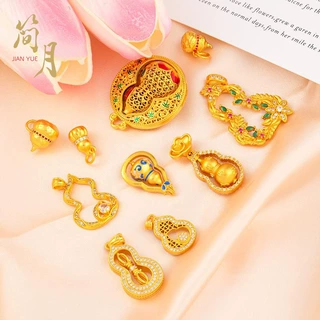高保色铜镀金沙金diy精品葫芦罗盘系列吊坠项链配件沙金葫芦批发