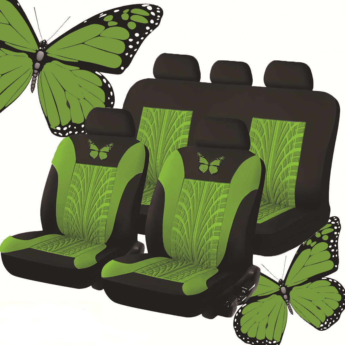 Moda mariposa pintada en caliente doble cojín de proceso de asiento de automóvil general cubierta de asiento transpirable suave y cómoda