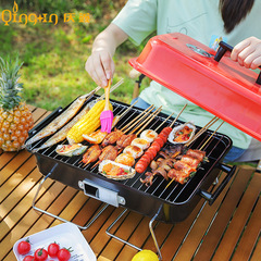 手提帶蓋燜烤多功能家用燒烤爐戶外便攜式烤肉爐燒烤架淄博燒烤爐