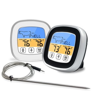 Food Thermometer with Touch Smart Color Screen, Digital Display for Baking, Barbecue Timer, Kitchen Electronic Upgrade with Full Viewing Angle