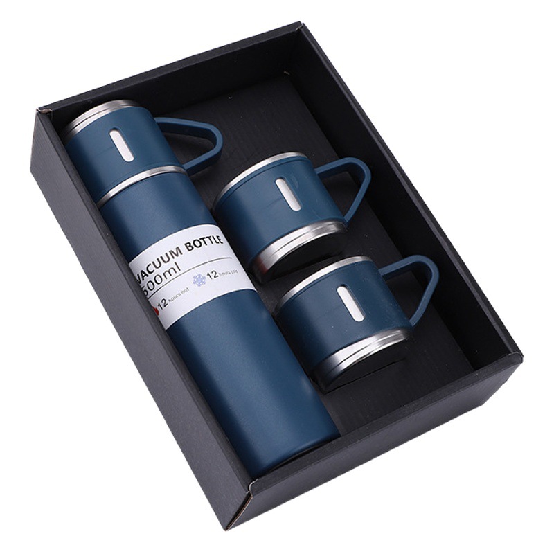 Una taza de tres tapa taza de vacío de acero inoxidable traje portátil cubierta recta taza de vacío conveniente taza de aislamiento de té de doble propósito