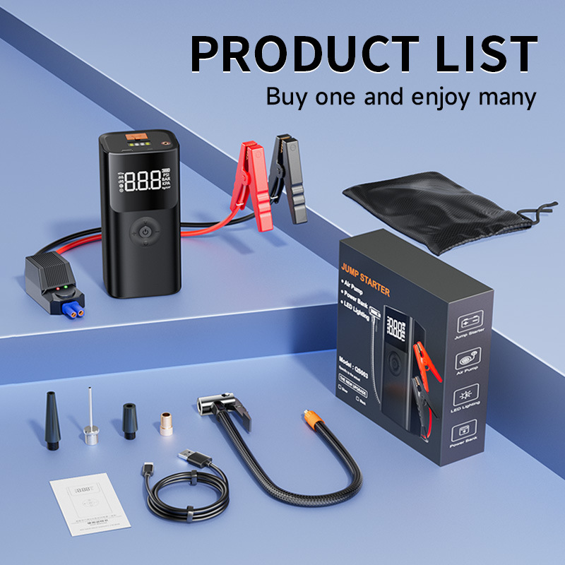 [Qs003] Cross-Border Emergency Starting Power Supply, Air Pump, Integrated Power Bank, Multi-Functional Car Starting Power Supply