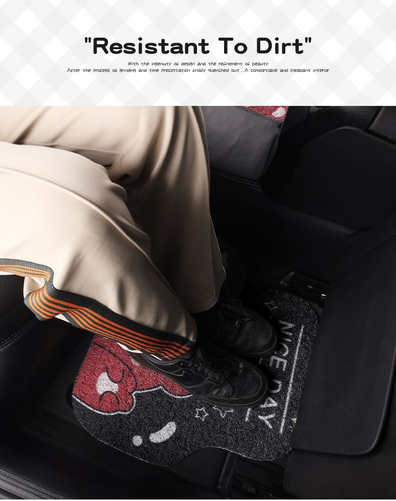 Universal Wire Loop Car Floor Mat, Cartoon Cute Design, Dust-Removing, Easy to Maintain, Wear-Resistant, Dirt-Resistant, Single-Piece Carpet for the Car Interior