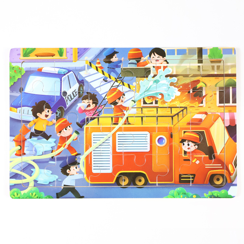 Madera 24 piezas de dibujos animados dinosaurios puzzle de madera plano juguetes de inteligencia infantil