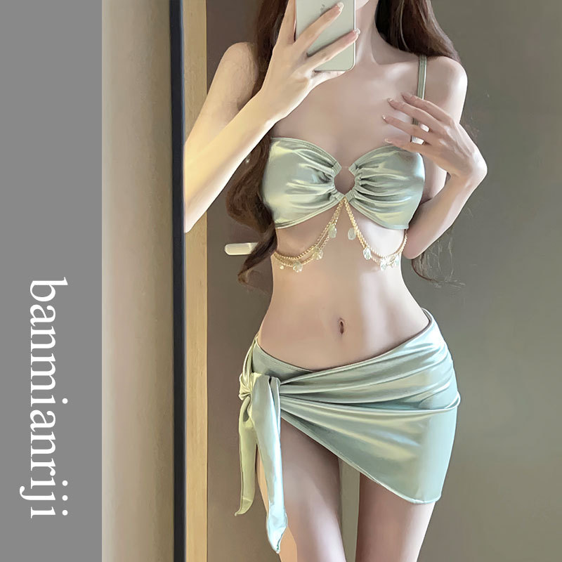 比基尼泳衣女性感純欲三件套2024新款拍照好看海邊度假泡溫泉泳裝
