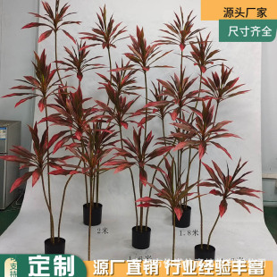 Artificial green plant banana pot bionic Iron Tree Lily bamboo banana pot home decoration Brazil wood wholesale