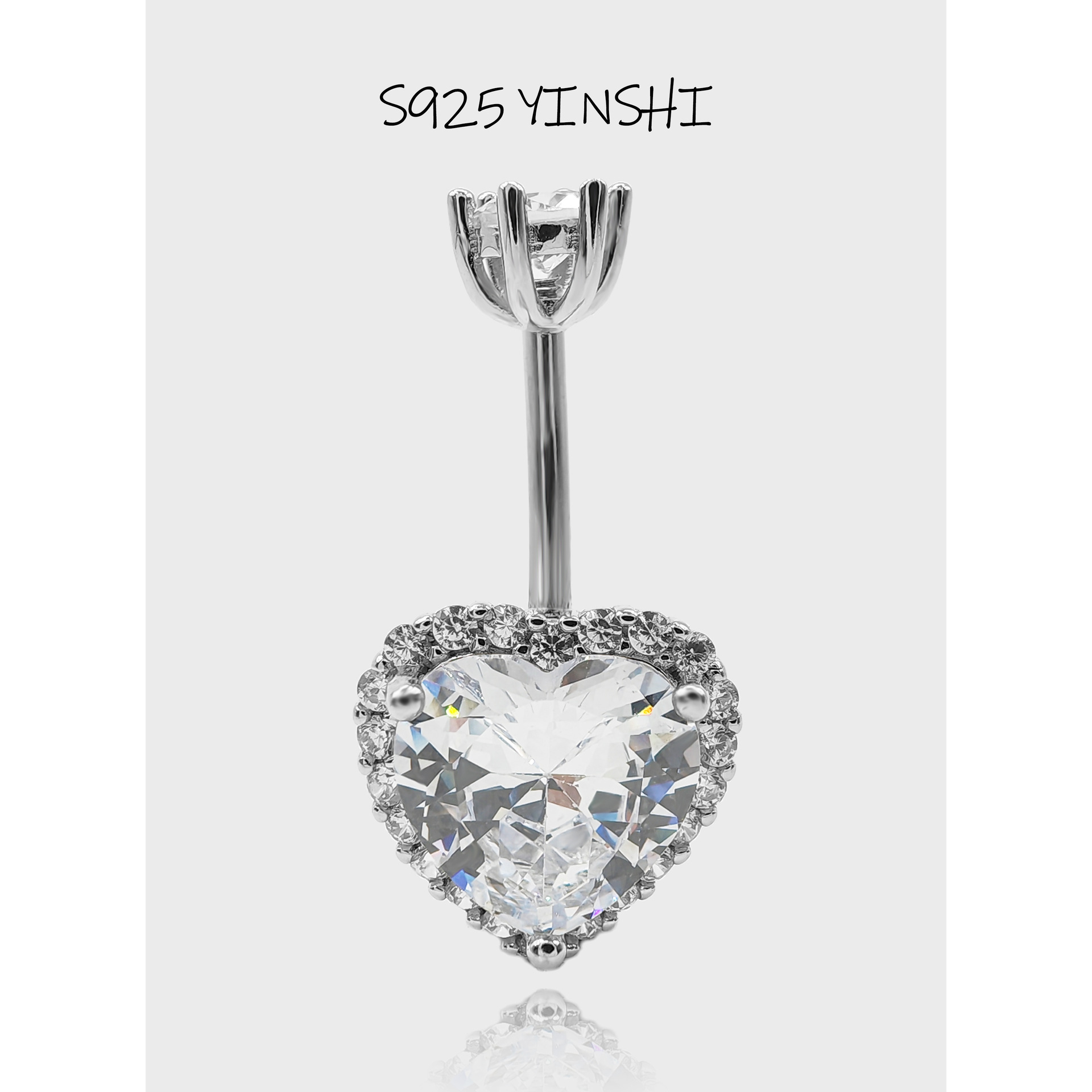 Loeo s925 Sterling Silver heart-shaped Navel Double head Open wire Belly Ring Light extravagance human body puncture Jewelry factory