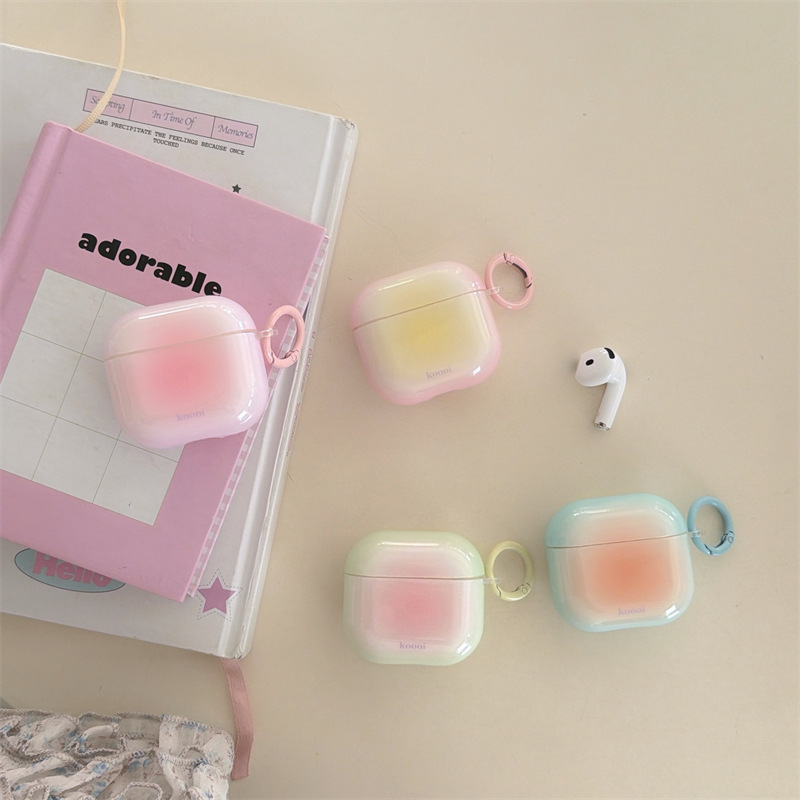 Koreyscha uslubdagi gradient rangli AirPods Pro 3 quloqchin g'ilofi, Apple 2/3/4-avlod simsiz Bluetooth himoya g'ilofi bilan mos keladi
