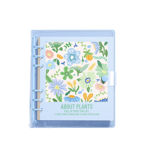 Square wire-bound notebook small notebook cute flowers blank horizontal line check-in stamping notepad handy planner journal