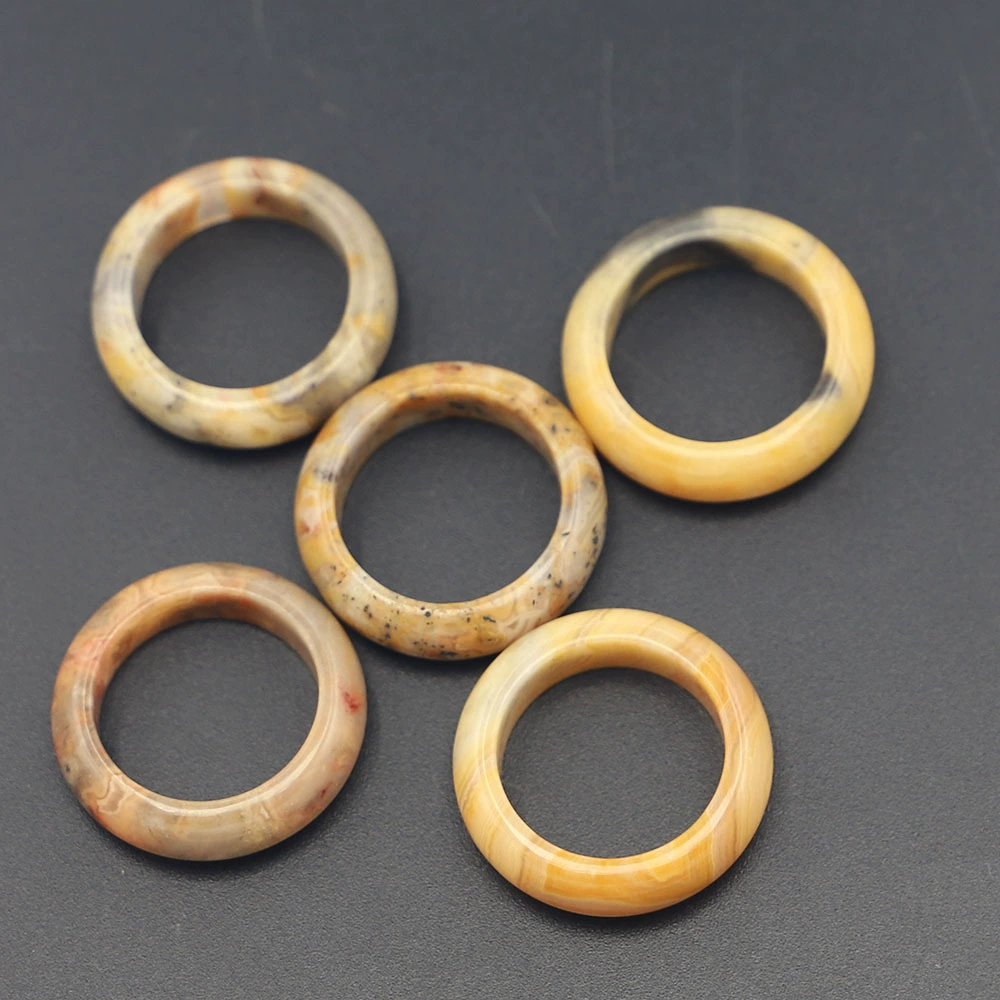 Горячая распродажа на Amazon, популярное кольцо из натурального камня с сумасшедшим агатом, ширина 6 мм 18 #