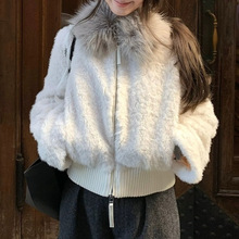 '暖冬咩咩'大毛领短款羊羔毛保暖外套女冬