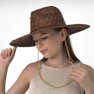 �羳Ins����������ñ朗lɳ��ñChain straw big brim beach hat
