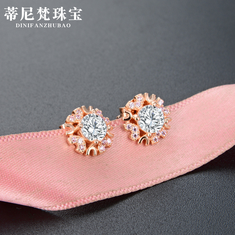 Accesorios incrustados de diamantes frescos estilo japonés y coreano s925 pendientes de circón de plata pendientes de moda de flores para mujeres