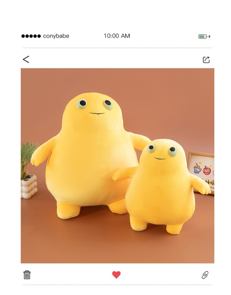 Cute and Adorable Yellow Little Monster Plush Doll Pillow for Children and Girls, Sleeping Comfort Toy, Cartoon Stuffed Doll