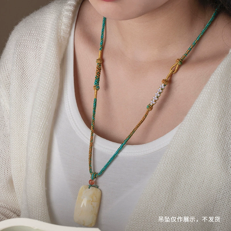 Pendant, emerald necklace handmade