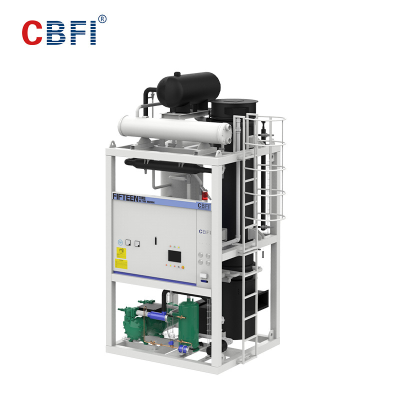 15 Ton Per Day Tube Ice Machine Large Cylindrical Ice Making Equipment Cooling for Aquatic Product Processing and Preservation Chemical Industry
