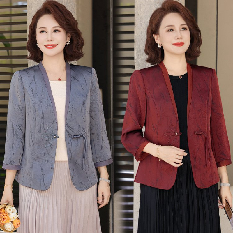 妈妈小西装外套春秋洋气中老年女秋装贵夫人品牌上衣喜婆婆婚宴装|undefined