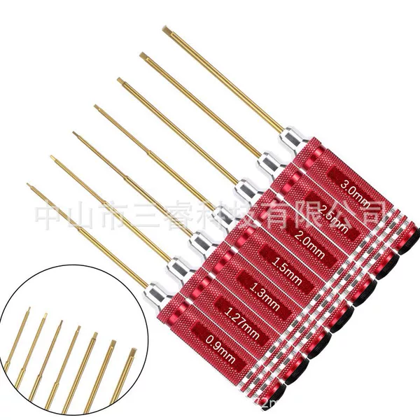 Red Round Handle Model Aircraft Model Titanium-Plated Hexagonal Screwdriver 1.5/2.0/2.5/3.0Rc Tool Set 7 Pieces
