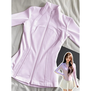 light purple Slim-fit Sun Protection Clothing Yoga Clothing Top Women's 2025 New Summer Waist Collar Jacket Short Sun Protection Clothing