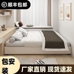 全實木榻榻米加密排骨架卧室地台床民宿酒店落地無床頭床架可現做