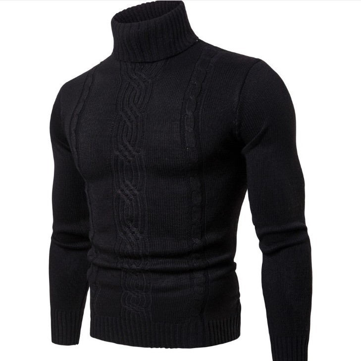 Aliexpress Men's Turtleneck Lapel Pullover Sweater Loose Large Size Solid Color Sweater Men's Bottoming Shirt