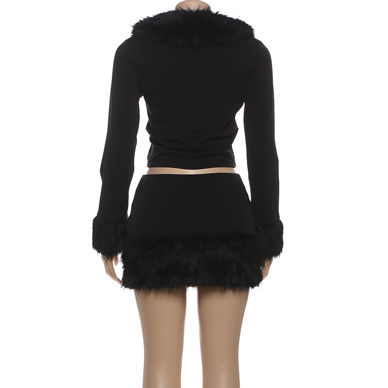 Autumn Winter V neck Raw Edge Long Sleeves Cropped Top Sheath Skirt Two Piece Sets 20 Autumn Winter V Neck Raw Edge Long Sleeves Cropped Top Sheath Skirt Two Piece Sets