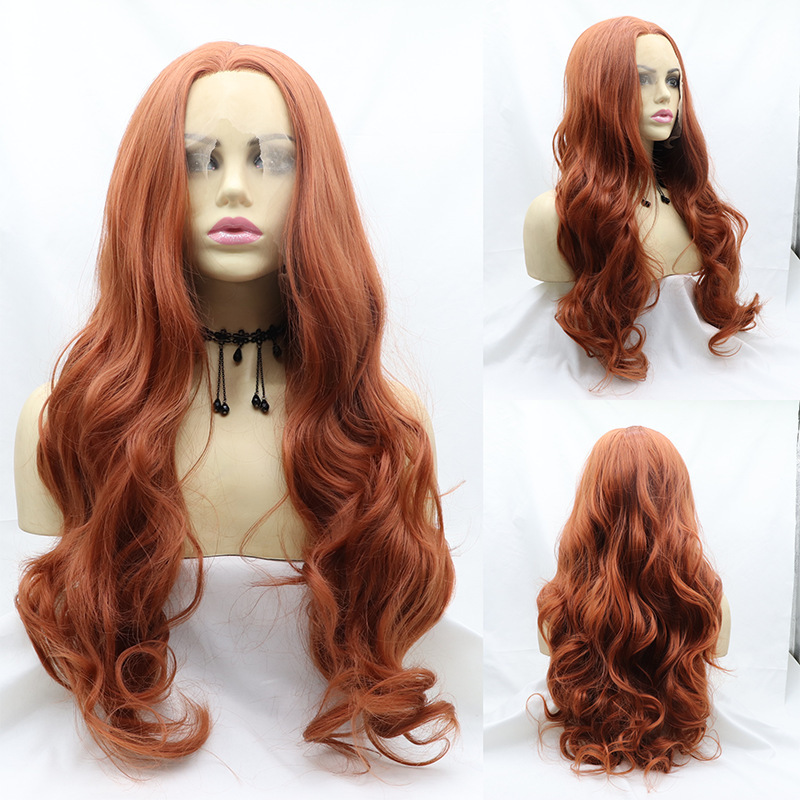 Lace Front Wig 26inch European and American Style Middle Parting Large Wave Synthetic Fiber Long Curly Hair Wholesale in Stock for Export Lace Front Wig 26inch European and American Style Middle Parting Large Wave Synthetic Fiber Long Curly Hair Wholesale in Stock for Export