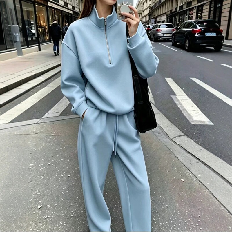 2026 New European and American Style Fleece-Lined Stand Collar Casual Pullover Loose Half-Zip Thickened Versatile Women's Sweatshirt for Late Autumn and Winter 2026 New European and American Style Fleece-Lined Stand Collar Casual Pullover Loose Half-Zip Thickened Versatile Women's Sweatshirt for Late Autumn and Winter