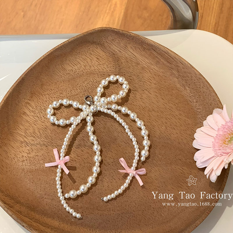 Ins rosa perla botón de arco zapatos flordiy beaded ballet zapatos de skate de niña botón de zapato adornamiento colgante