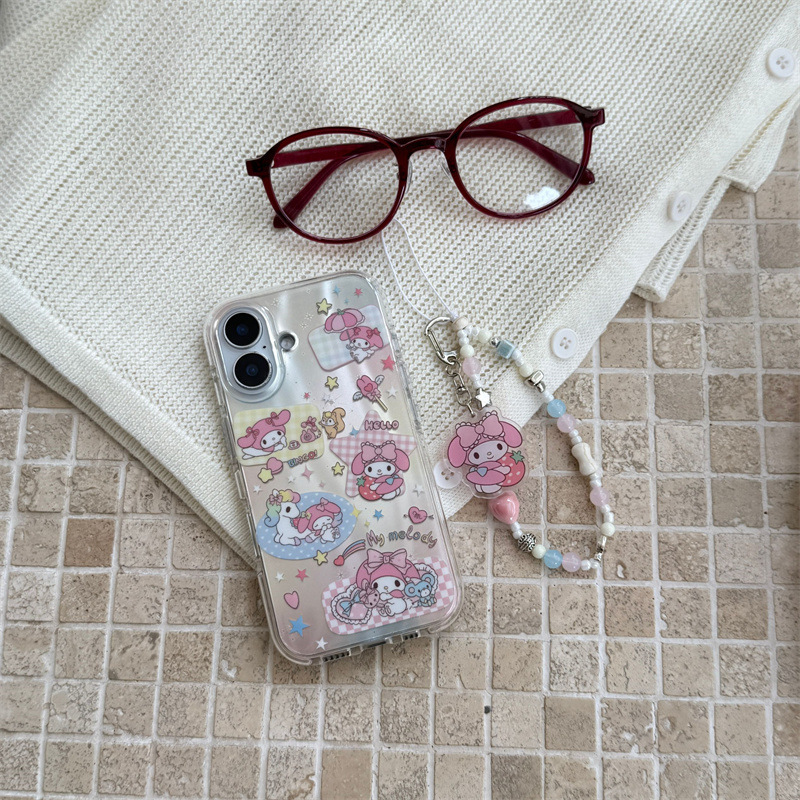 卡通格纹美乐蒂独角兽适用iPhone16苹果15ProMax/14/13手机壳少女|undefined