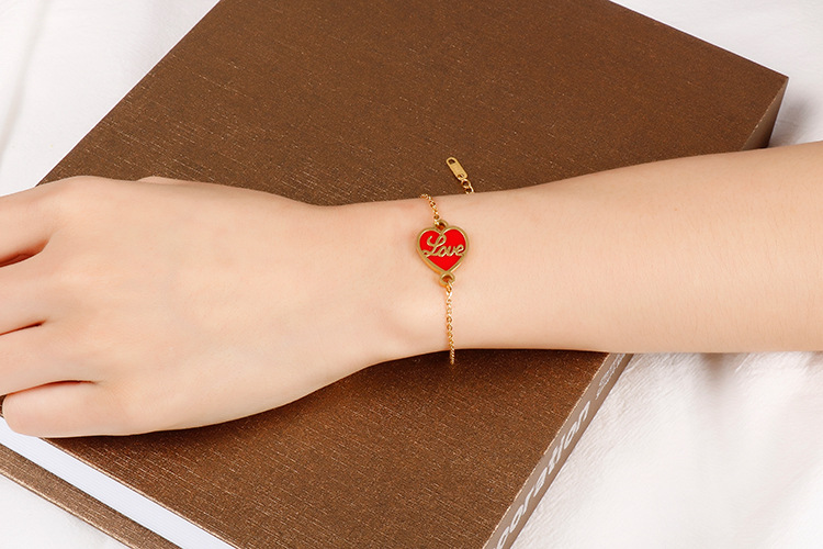 Fashion Style European And American Stainless Steel Adjustable Heart-shaped Love Bracelet
