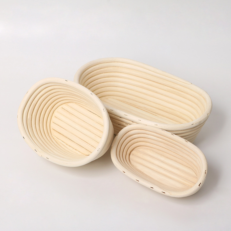 White Rattan Fermentation Basket European-style Vietnamese Rattan Basket Country Bread Oval Rattan Bowl Long Square Bread Baking Basket