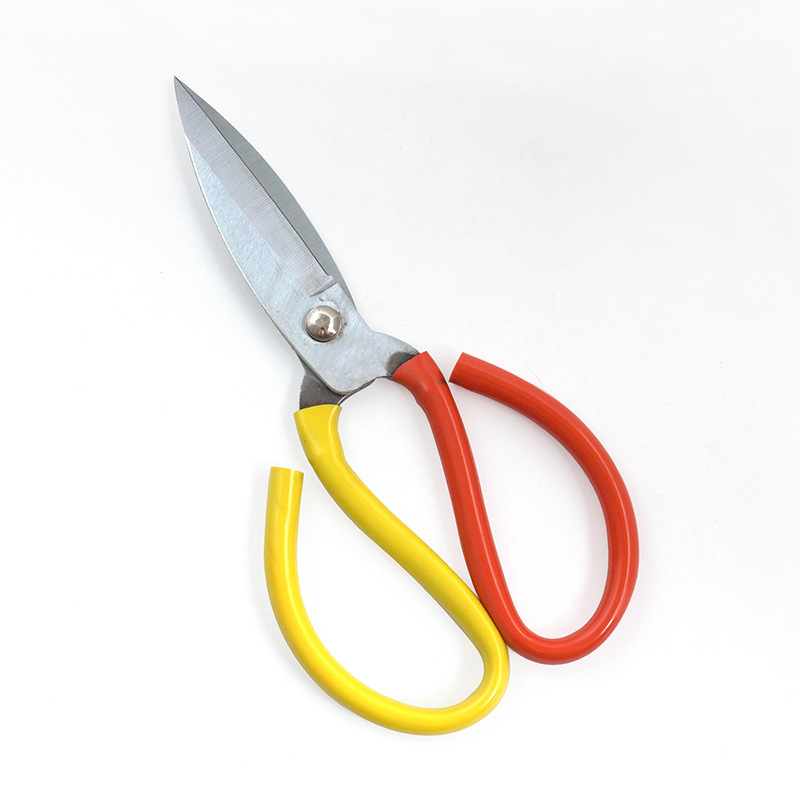 (2개) 산업 등급 전기 도금 큰 머리 가위 가정용 가위 민간 가죽 가위 재단사 가위 스테인레스 스틸 직선 곡선 가위