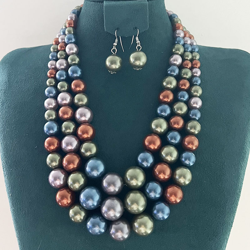 150g Weight Earrings, Necklace Classification 1 Set Quantity Banquet, Cocktail Party Occasion Imitation Pearl Material Pearl Pattern Women's Gender Round Design Glam, Exaggerated Style Glam Exaggerated Pearl Imitation Pearl Round Women's Earrings Necklace 8