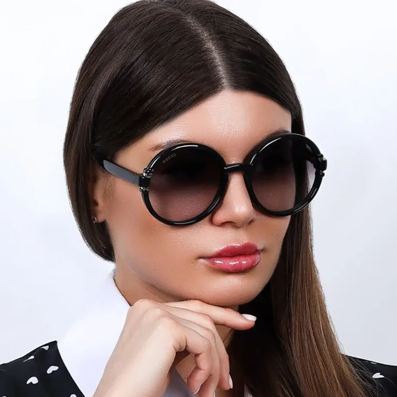 Full Frame Glasses Structure Fashion Leopard Ac UV400 Protection Round Frame Patchwork Full Frame Women's Sunglasses