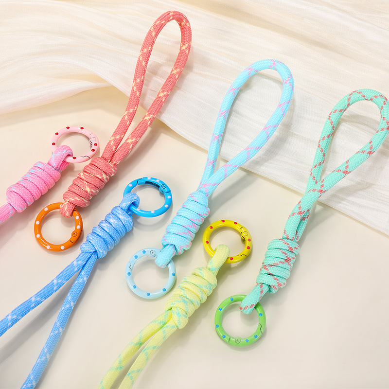 Colorful Knotted Phone Lanyard, Hand-Woven Rope, DIY Jewelry Accessories, Keychain Decoration, Anti-Lost Lanyard
