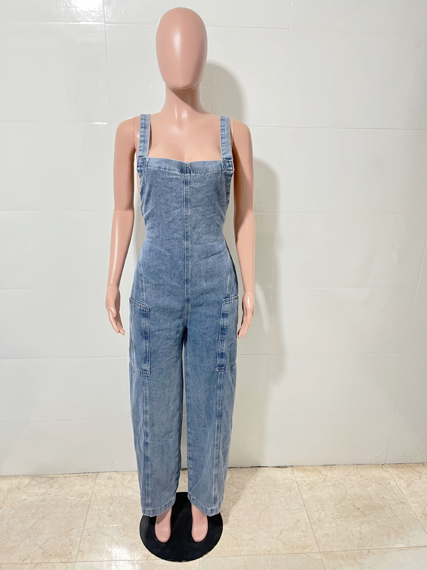 Dam denim jumpsuit med vida ben i amerikansk stil_voghion.com