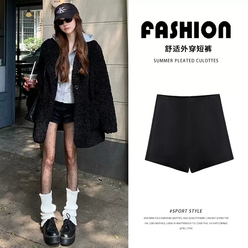 黑色西装短裤女2025新款春秋高腰a字显瘦外穿显瘦高腰辣妹热裤潮