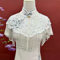 Cheongsam Шаль тяжелая промышленность Hanfu кружевной жемчужной бахромы ручной работы с облачными плечами элегантный аксессуар для фотографии реквизит в китайском стиле