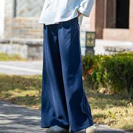 棉麻阔腿裤2026新款秋季文艺休闲裤大脚宽腿裤亚麻百搭女式长裤子