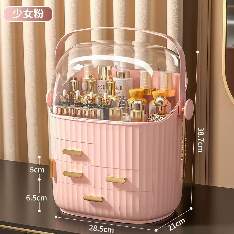 Caja de almacenamiento de cosméticos con lámpara LED tricolor de luz variable para productos de cuidado de la piel estante de almacenamiento de acabado de regalo de cumpleaños para chicas