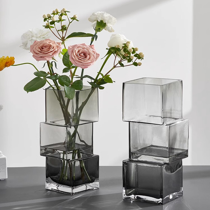 European light luxury minimalist offset transparent glass high-end vase household hydroponic living room desktop decor Instagram style