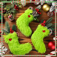 クロスボーダーグリーンクリスマス緑毛クリスマス靴下ペンダントクリスマスツリー装飾祝日パーティー道具