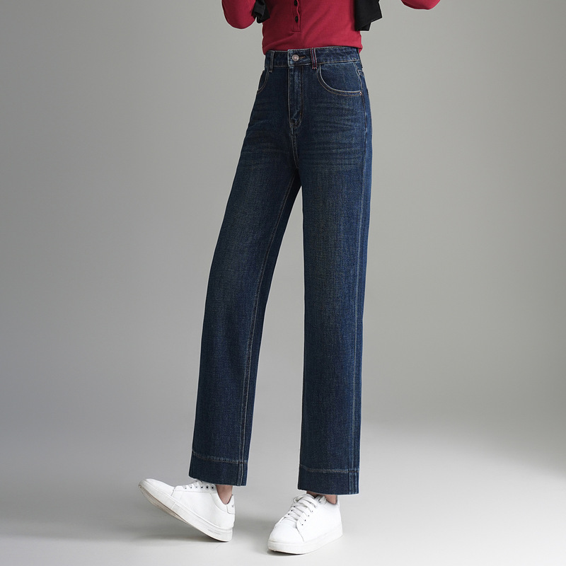 2025 Autumn New Fashion Versatile Women's Jeans Slim Fit Four-Way Stretch Cropped Straight Baguette Pants