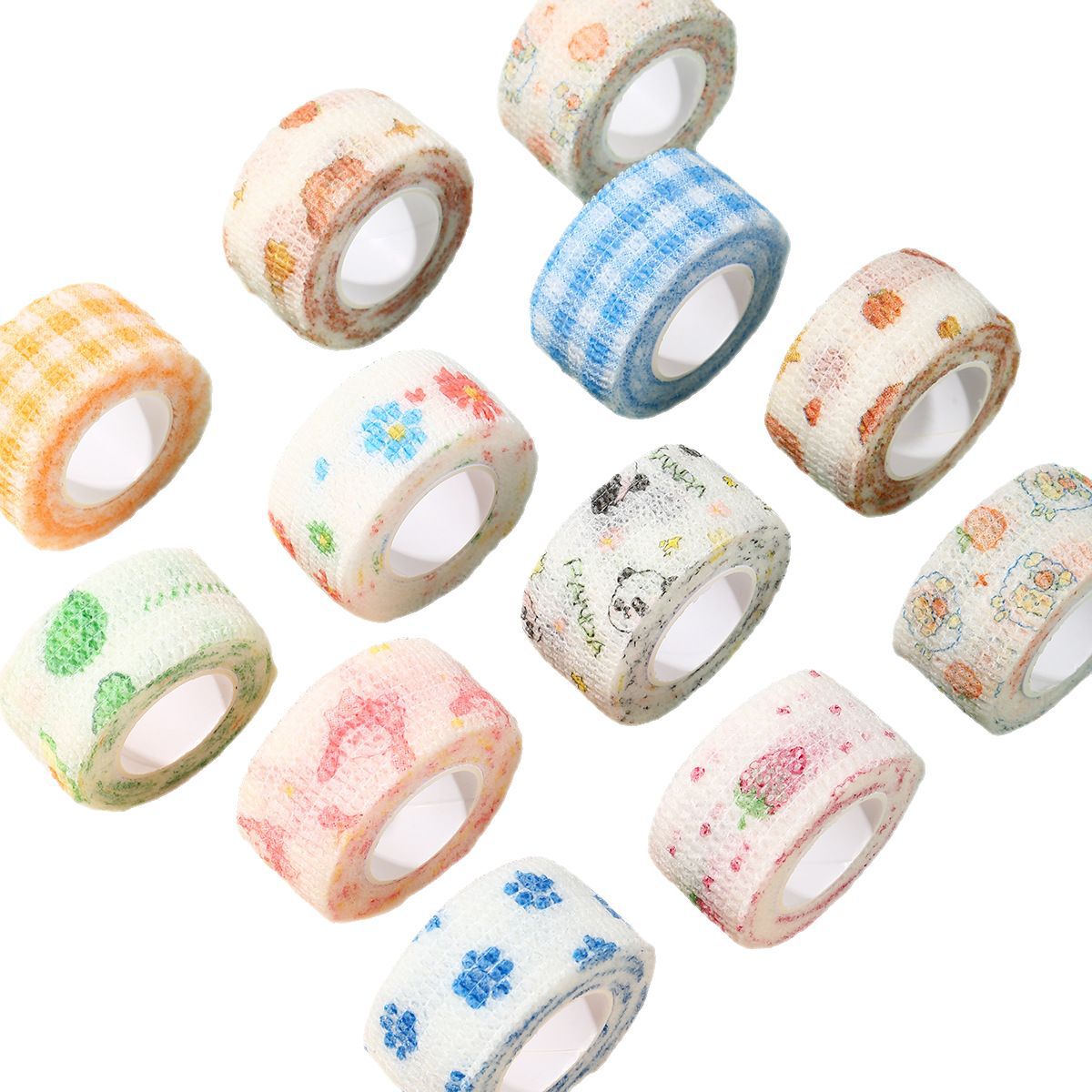 Vendajes autoadhesivos transfronterizos con múltiples colores a elegir, diseño de dibujos animados para estudiantes, antideslizantes, vendajes elásticos para protección de los dedos.