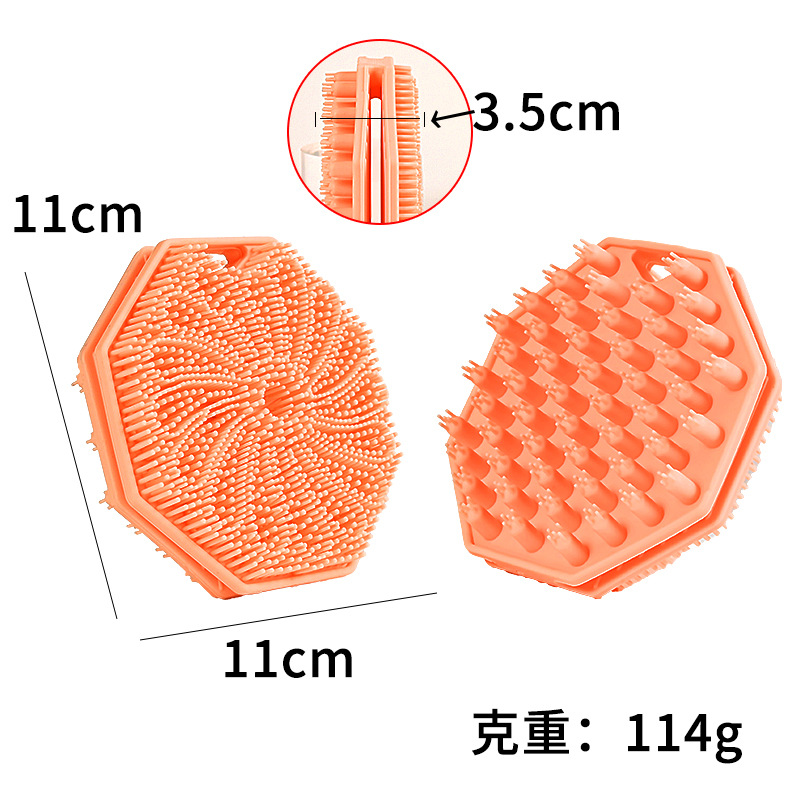 Cepillo de baño de silicona cepillo de baño de doble cara cepillo de baño de silicona artefacto casero cepillo de baño de mango largo frota espalda cepillo de baño de masaje poligonal